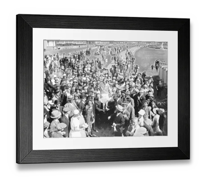 Framed Print : Mrs Corson receives congratulations at Dover. Mrs Corson being chaired. 30 August