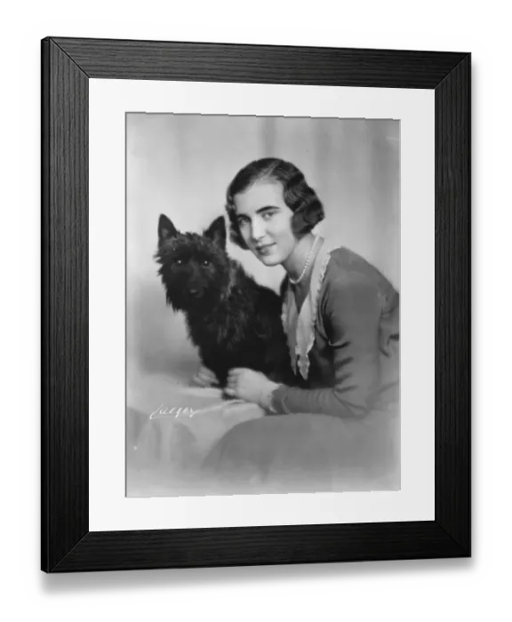 Framed Print : Princess Ingrid of Sweden with her pet dog. January 1930 Framed Print : Princess Ingrid of Sweden with her pet dog. January 1930