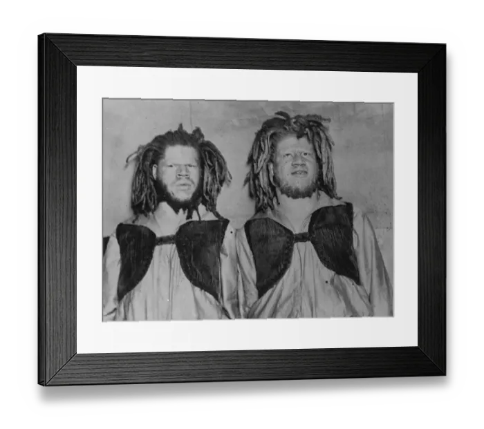 Framed Print : Men with sheeps heads. These remarkable individuals, who have sheeps wool in place of hair Framed Print : Men with sheeps heads. These remarkable individuals, who have sheeps wool in place of hair