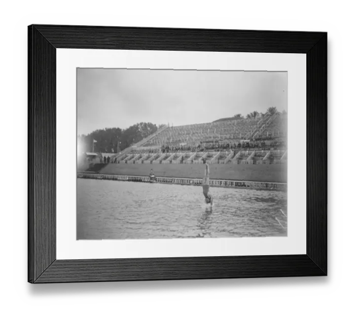 Framed Print : Olympic Games at Antwerp A high diver just about to enter the water 24 August 1920 Framed Print : Olympic Games at Antwerp A high diver just about to enter the water 24 August 1920