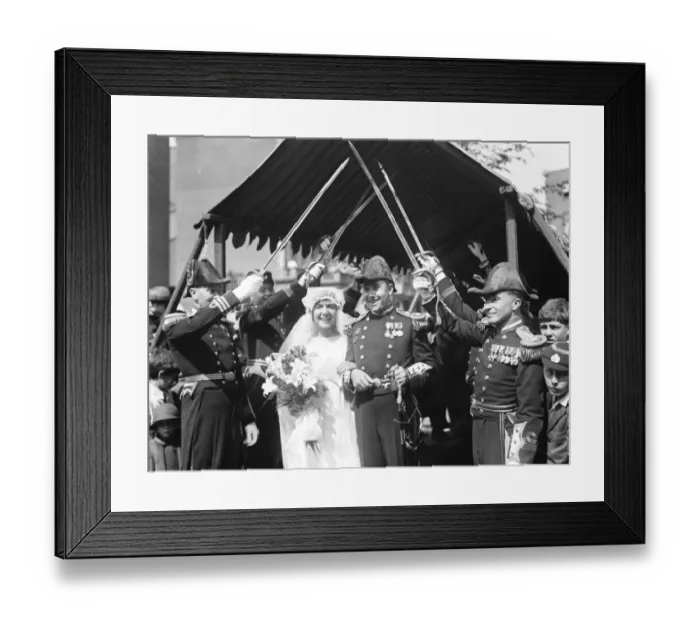 Framed Print : Wedding. The marriage between Lt Commander M W Noel and Miss C Startin took place Framed Print : Wedding. The marriage between Lt Commander M W Noel and Miss C Startin took place