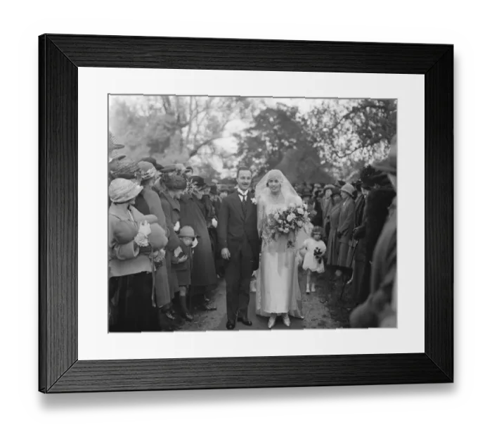 Framed Print : Baronets son weds Baronets daughter. The wedding took place at St Margaret s Framed Print : Baronets son weds Baronets daughter. The wedding took place at St Margaret s