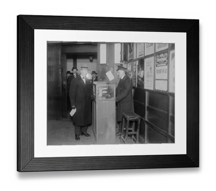 Framed Print : Liftman, ticket collector and booking clerk all in one. A novel electrically operated