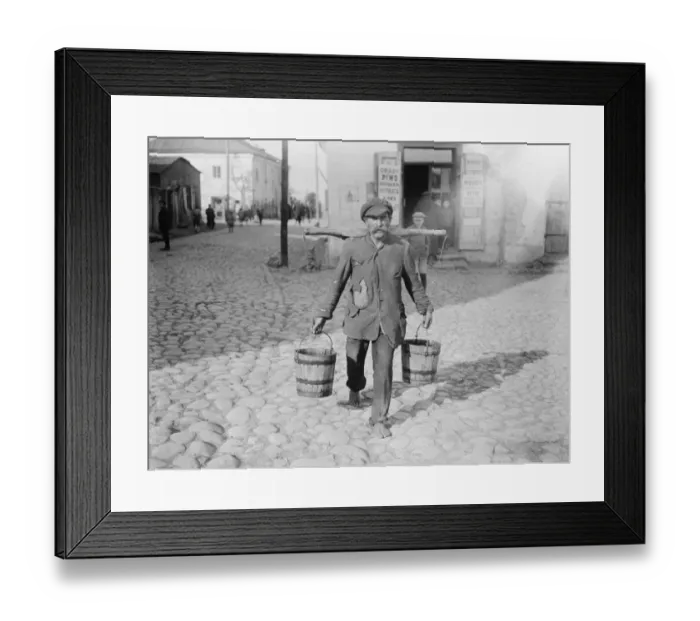 Framed Print : Warsaw, Poland. A Polish water carrier in a village near Warsaw. 25 October 1921 Framed Print : Warsaw, Poland. A Polish water carrier in a village near Warsaw. 25 October 1921