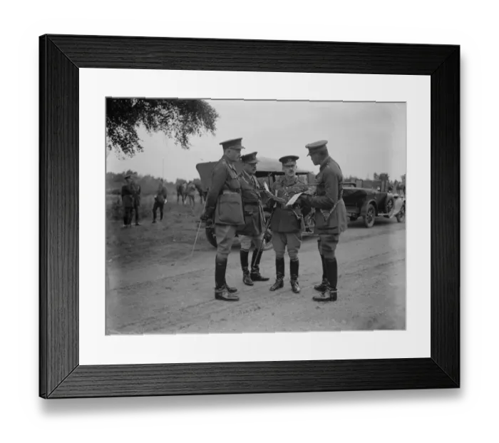 Framed Print : Military operations at Aldershot. Cavalry versus tanks. Colonel Goschen, the Earl of Cavan Framed Print : Military operations at Aldershot. Cavalry versus tanks. Colonel Goschen, the Earl of Cavan