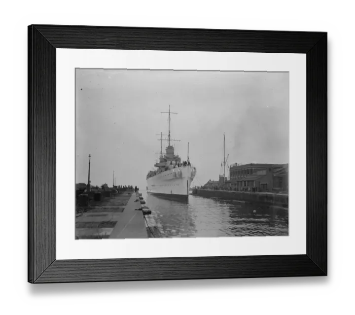 Framed Print : HMS Cumberland, the new British cruiser, which has just arrived at Chatham. 13 Framed Print : HMS Cumberland, the new British cruiser, which has just arrived at Chatham. 13