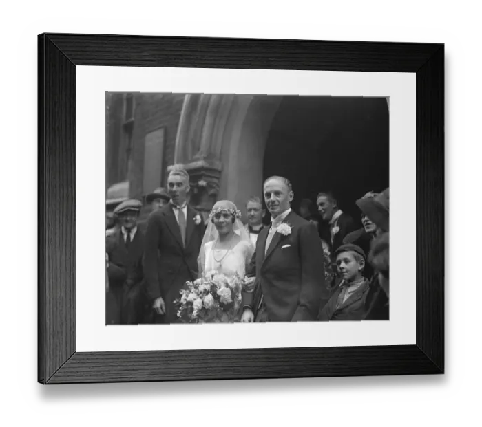 Framed Print : Society Wedding in London Captains Gotrian, M C, and Miss E D Deane, leaving Framed Print : Society Wedding in London Captains Gotrian, M C, and Miss E D Deane, leaving