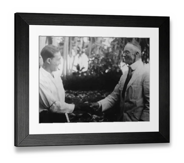 Framed Print : Scientist greets poets son. This photograph shows Prof F E Washburn, scientist Framed Print : Scientist greets poets son. This photograph shows Prof F E Washburn, scientist