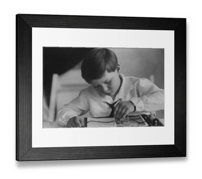 Framed Print : A King at play. King Michael of Rumania with one of his Christmas toys. 5 January Framed Print : A King at play. King Michael of Rumania with one of his Christmas toys. 5 January