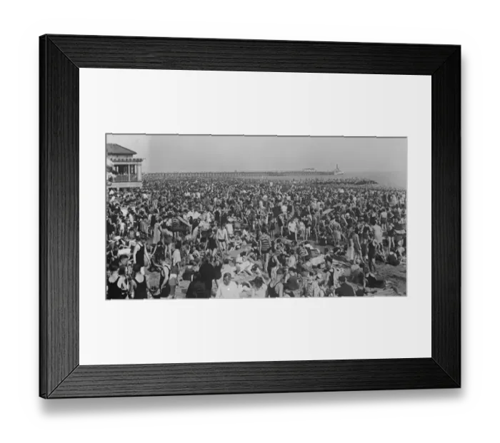 Framed Print : More than a million people. Record jams of holiday makers on Coney Island beach Framed Print : More than a million people. Record jams of holiday makers on Coney Island beach