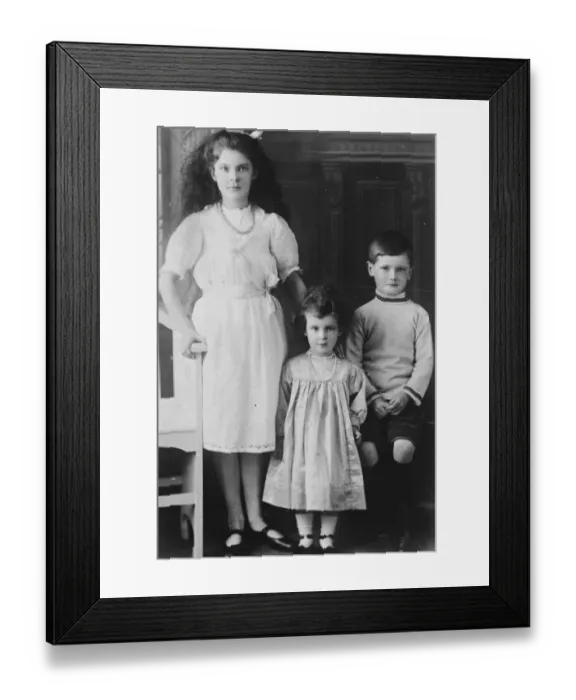 Framed Print : Exhumed Womans Children An hitherto unpublished photograph of the three children