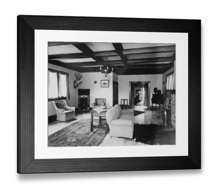 Framed Print : The Princes new living room on his ranch. This picture, which has just reached Framed Print : The Princes new living room on his ranch. This picture, which has just reached