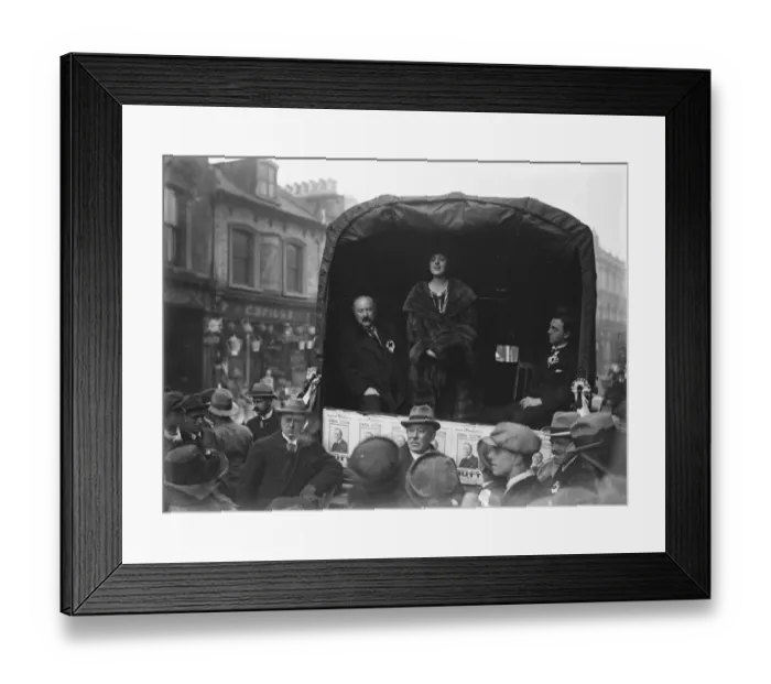 Framed Print : The Election Mr and Mrs Lupino Lane addressing a meeting at Balham on behalf of Framed Print : The Election Mr and Mrs Lupino Lane addressing a meeting at Balham on behalf of