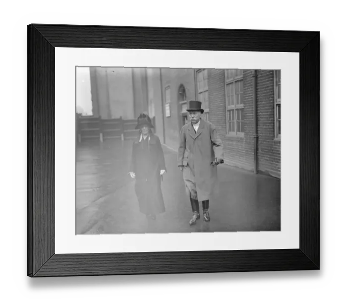 Framed Print : Sir Frederick Macmillan votes in hunting dress. Sir Frederick Macmillan leaving