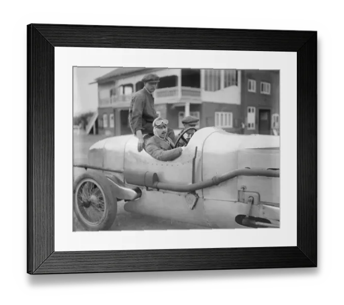 Framed Print : Sir Gunter in his silver vauxhall. Greyhound. 3 April 1926 Framed Print : Sir Gunter in his silver vauxhall. Greyhound. 3 April 1926