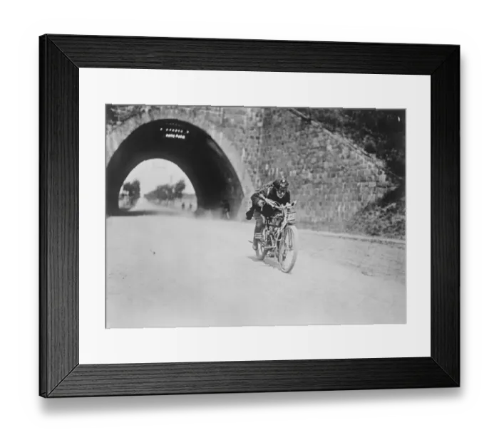 Framed Print : Women Motorcycle Competitor Frau Fr Kernchen of Berlin participating in the greatest