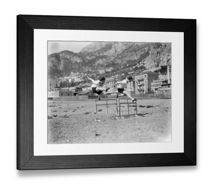 Framed Print : Ladies Olympic Games at Monte Carlo. Miss Wright and Miss Hatt, two of the English Framed Print : Ladies Olympic Games at Monte Carlo. Miss Wright and Miss Hatt, two of the English