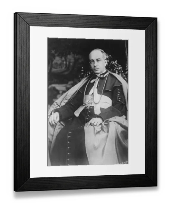 Framed Print : Bishop scandalised by short skirted girl. The Bishop of Lausanne and Geneva, who