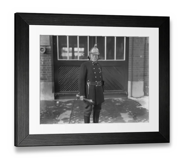 Framed Print : Fireman Henry Jordan, of the Slough volunteer fire brigade, who is still a very