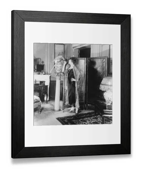 Framed Print : Famous actress and her ? 350 parrot Mlle Gabrielle Dorziat, the famous French actress