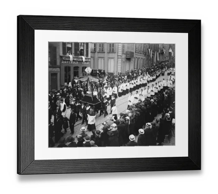 Framed Print : Boulogne France, Procession of our lady of Boulogne Sailors with statues of our Framed Print : Boulogne France, Procession of our lady of Boulogne Sailors with statues of our