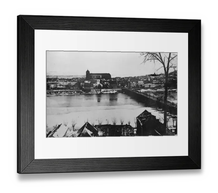 Framed Print : Lithuania. Kovno ( Kaunas ) a general view showing the river Niemen and bridge