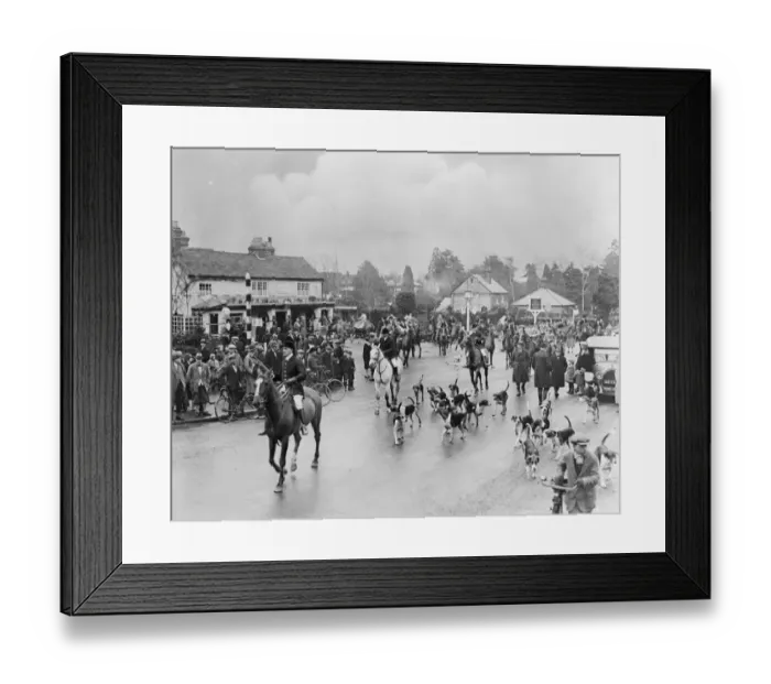 Framed Print : Meet of Garth Hunt at Royal Foresters Hotel, Ascot. The field is moving off. 24 Framed Print : Meet of Garth Hunt at Royal Foresters Hotel, Ascot. The field is moving off. 24