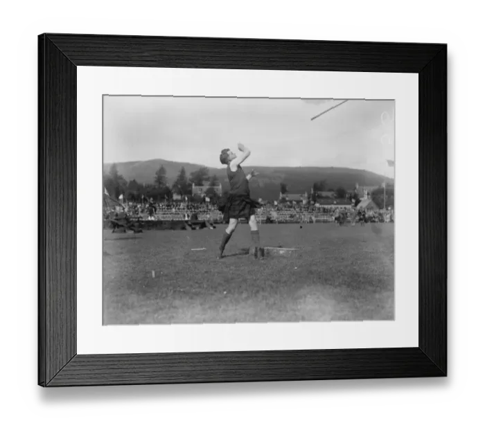 Framed Print : King and Queen at Braemar gathering. A fine action study of Ian Grant, winner Framed Print : King and Queen at Braemar gathering. A fine action study of Ian Grant, winner
