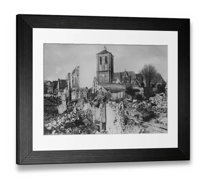 Framed Print : Rethel ( France ). The main street and the church. 5 May 1920 Framed Print : Rethel ( France ). The main street and the church. 5 May 1920