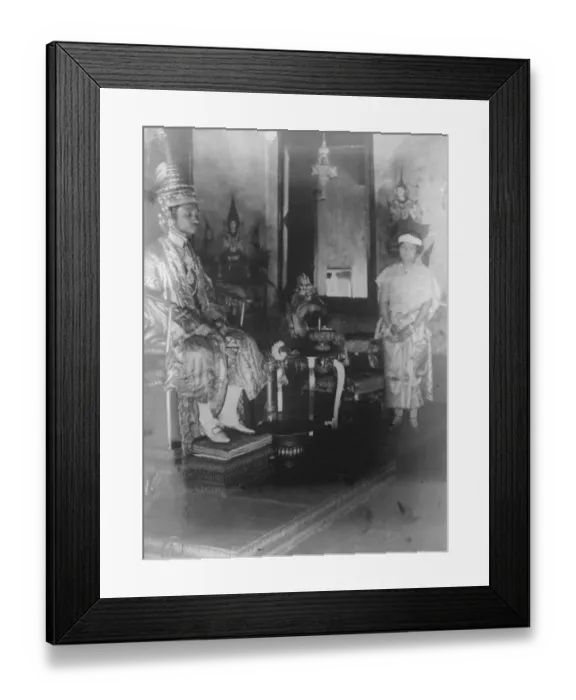 Framed Print : Coronation of the King of Siam at Bangkok. The King Prajadhipok receiving the Queen Framed Print : Coronation of the King of Siam at Bangkok. The King Prajadhipok receiving the Queen