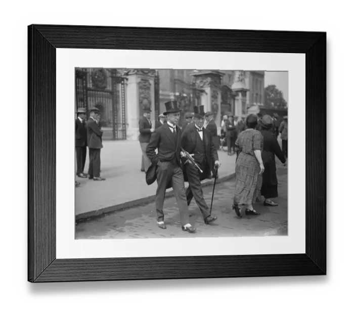 Framed Print : Investiture at Buckingham Palace. Sir Travers Humphrey ( right ) and Sir Walker Smith leaving Framed Print : Investiture at Buckingham Palace. Sir Travers Humphrey ( right ) and Sir Walker Smith leaving