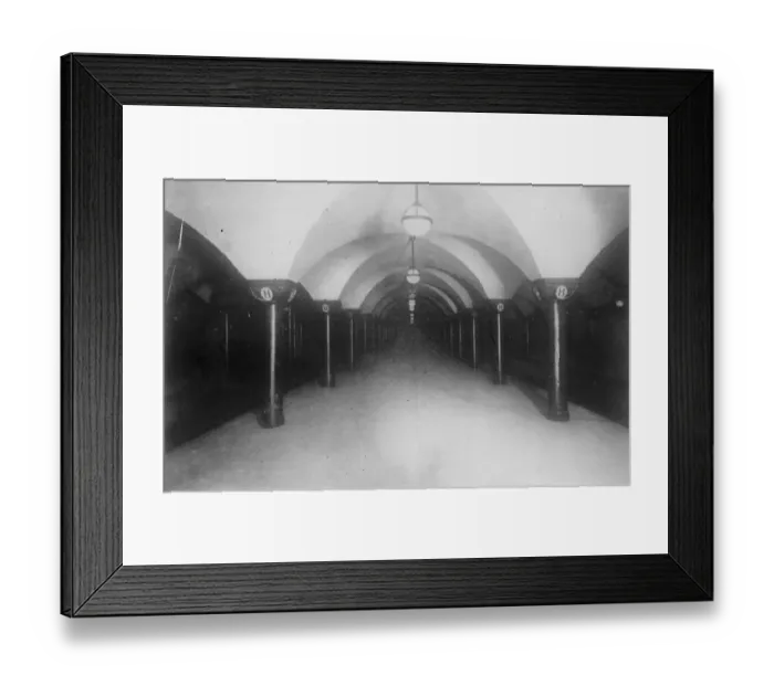 Framed Print : Typical underground railway station, in New York, on the Hudson and Manhattan railworks Framed Print : Typical underground railway station, in New York, on the Hudson and Manhattan railworks