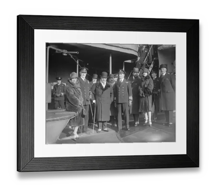 Framed Print : Count Volpi, the Italian finance minister visits Portsmouth. A group on HMS Repulse Framed Print : Count Volpi, the Italian finance minister visits Portsmouth. A group on HMS Repulse
