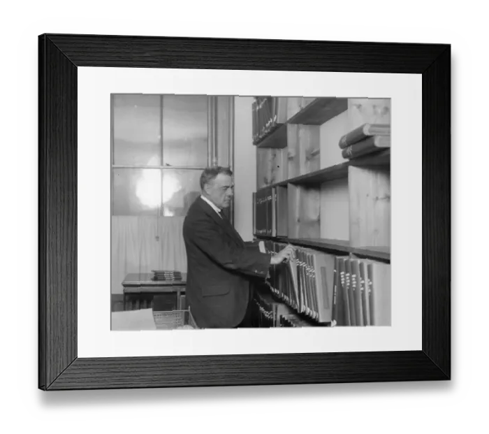 Framed Print : Dr Lloyd Johnsone, Blind Librarian to the Braille Medico - Scientific. The library Framed Print : Dr Lloyd Johnsone, Blind Librarian to the Braille Medico - Scientific. The library