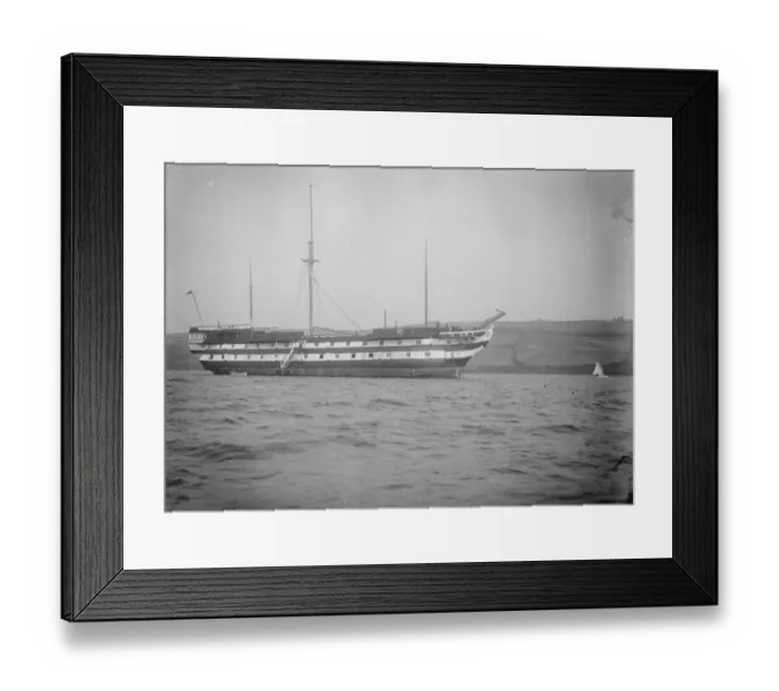 Framed Print : A ghost of Trafalgar. The wooden battleship Implacable which was captured Framed Print : A ghost of Trafalgar. The wooden battleship Implacable which was captured
