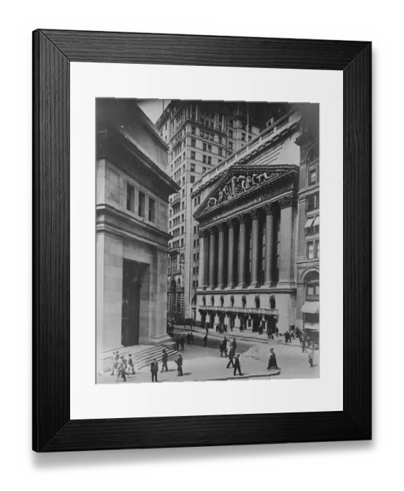 Framed Print : Messrs Morgan Office in Wall Street ( on left ) and the Stock Exchange directly opposite 18 Framed Print : Messrs Morgan Office in Wall Street ( on left ) and the Stock Exchange directly opposite 18