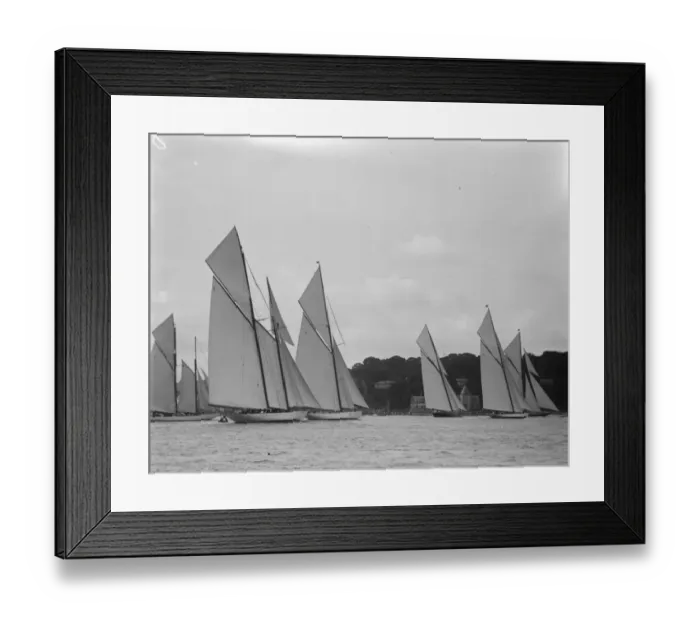 Framed Print : Cowes week. the start of the race for yachts exceeding 100 tons, which was won Framed Print : Cowes week. the start of the race for yachts exceeding 100 tons, which was won