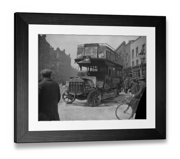 Framed Print : The General Strike A motor bus casualty