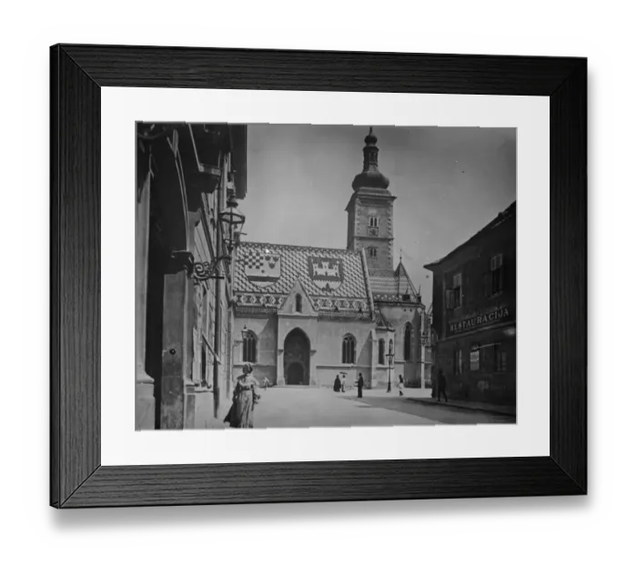 Framed Print : Yugoslavia. Zagreb ( Agram ) The Church of St Marcus. January 1929 Framed Print : Yugoslavia. Zagreb ( Agram ) The Church of St Marcus. January 1929
