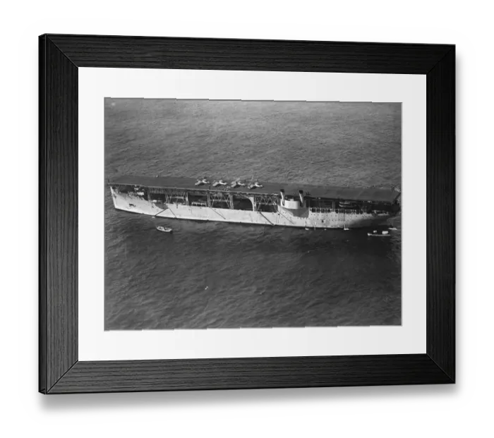 Framed Print : How aeroplanes land on a floating aerodrome. Machine in position on the landing Framed Print : How aeroplanes land on a floating aerodrome. Machine in position on the landing