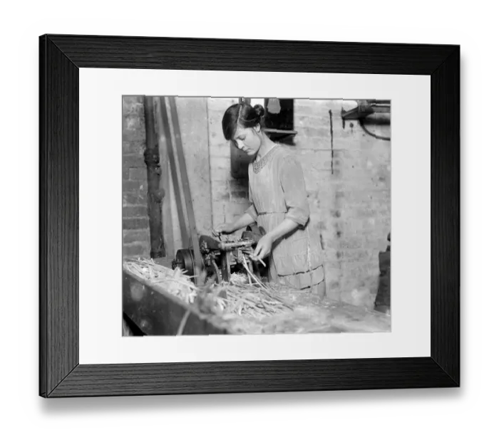 Framed Print : Whalebone cutting - A Leyton industry. Splitting. 1923 Framed Print : Whalebone cutting - A Leyton industry. Splitting. 1923