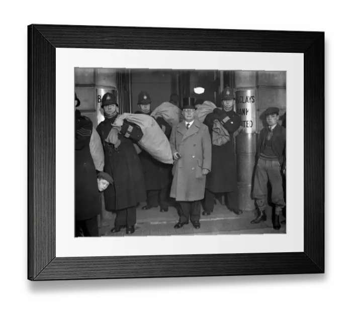 Framed Print : Share out of the new tabernacle society. The money leaving the bank under the care