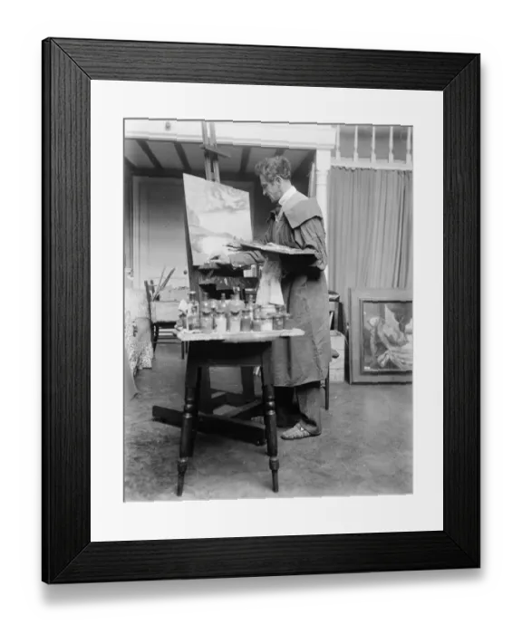 Framed Print : Earls son painting Dukes pictures. The Hon Neville Lytton engaged at his London Framed Print : Earls son painting Dukes pictures. The Hon Neville Lytton engaged at his London