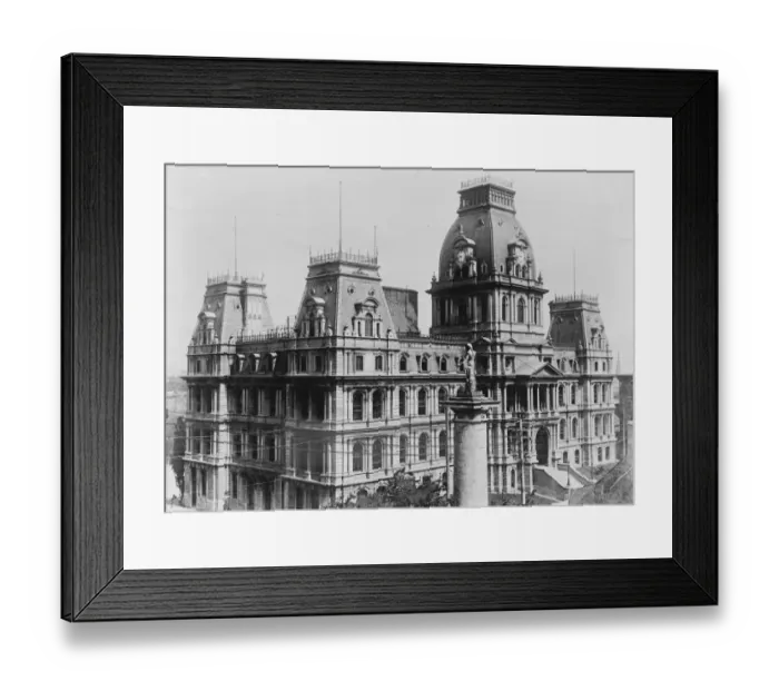 Framed Print : The City Hall, Montreal, which has been destroyed by fire. The fall of the great