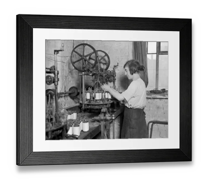 Framed Print : Lace making at messrs William Bridgett and Sons Ltd, Lenton, Nottingham. A machine Framed Print : Lace making at messrs William Bridgett and Sons Ltd, Lenton, Nottingham. A machine