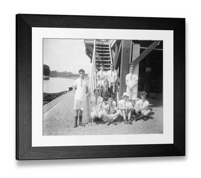 Framed Print : Rowing. Worlds only blind crew of eight practice on the River Severn. 25 July 1923 Framed Print : Rowing. Worlds only blind crew of eight practice on the River Severn. 25 July 1923