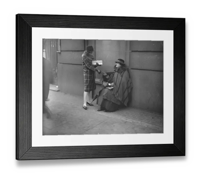 Framed Print : London theatre star who now sells matches. To have spent three fortunes and to