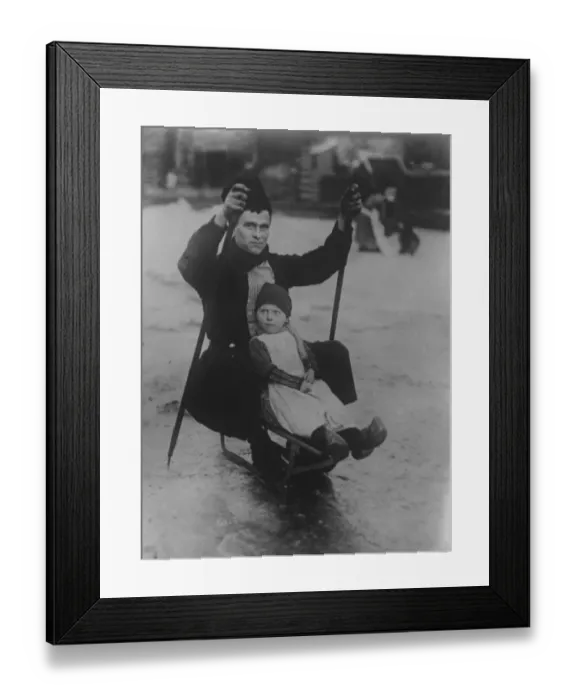 Framed Print : Young Holland Goes to Church over Ice A Dutch Youngster going to church over a frozen