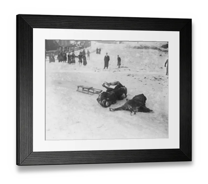 Framed Print : Tobagganing on Hampstead Heath 22 January 1917 Framed Print : Tobagganing on Hampstead Heath 22 January 1917