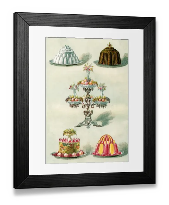 Framed Print : Late Victorian and early Edwardian food illustrations. 1. Blanc Mange